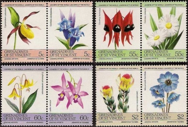 1985 Leaders of the World Flowers Stamps 1985 Leaders of the World Flowers Stamps